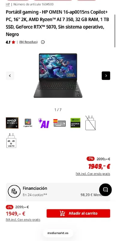Игровой ноутбук HP OMEN 16-AP0015NS 1