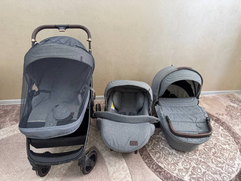 Детская коляска трансформер 3в1 с автокреслом и аксессуарами 4