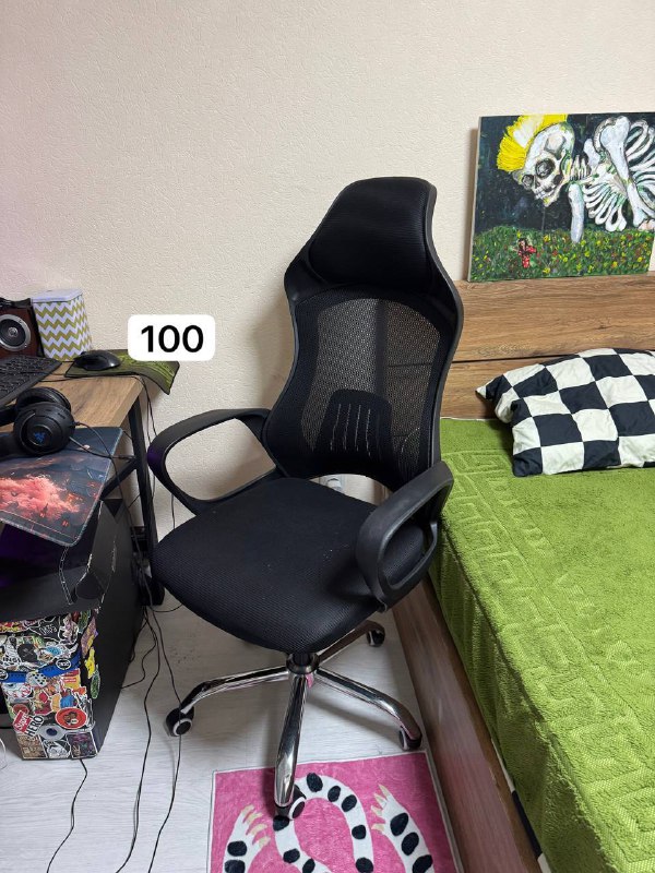 Компьютерные кресла, стол, стелажи, пуфики, тумбу, монстеру 6