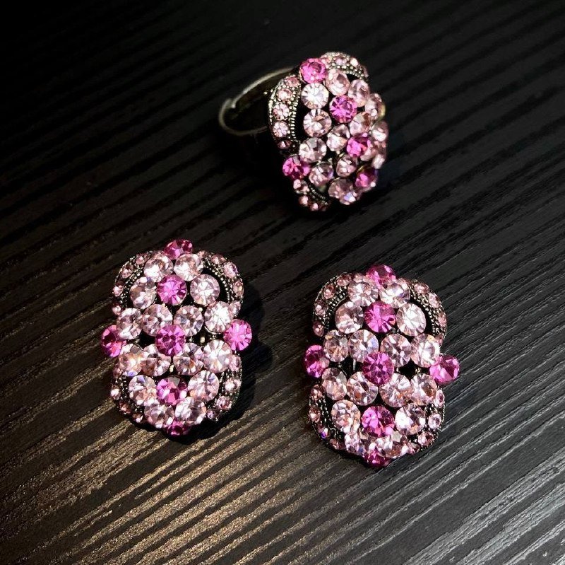 Винтажная бижутерия, колье, серьги, кольцо 4