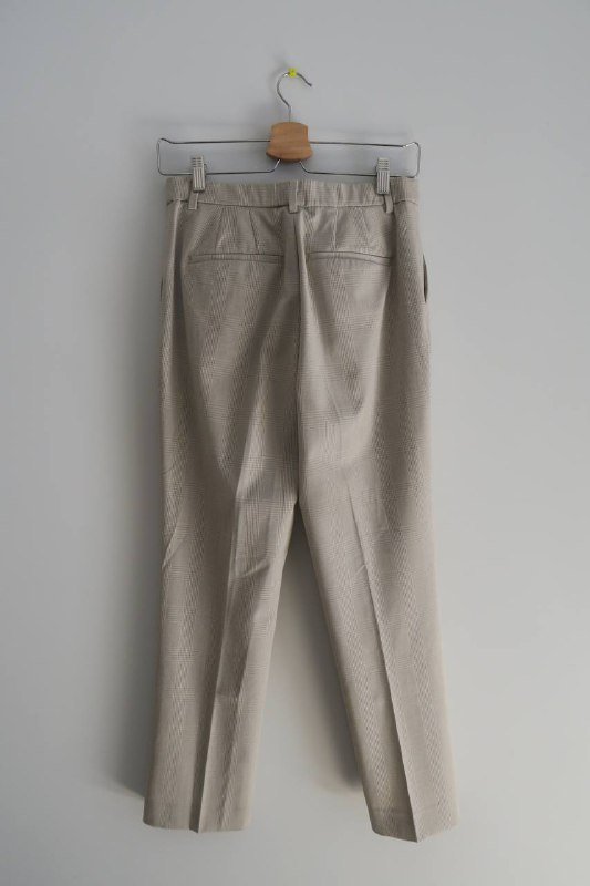 Кремовые брюки Uniqlo в клетку из эластичной ткани 4