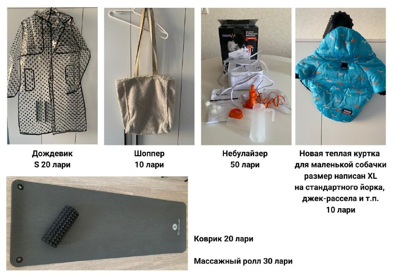 Дождевик, шоппер, небулайзер, куртка для собаки, коврик, массажный ролл
