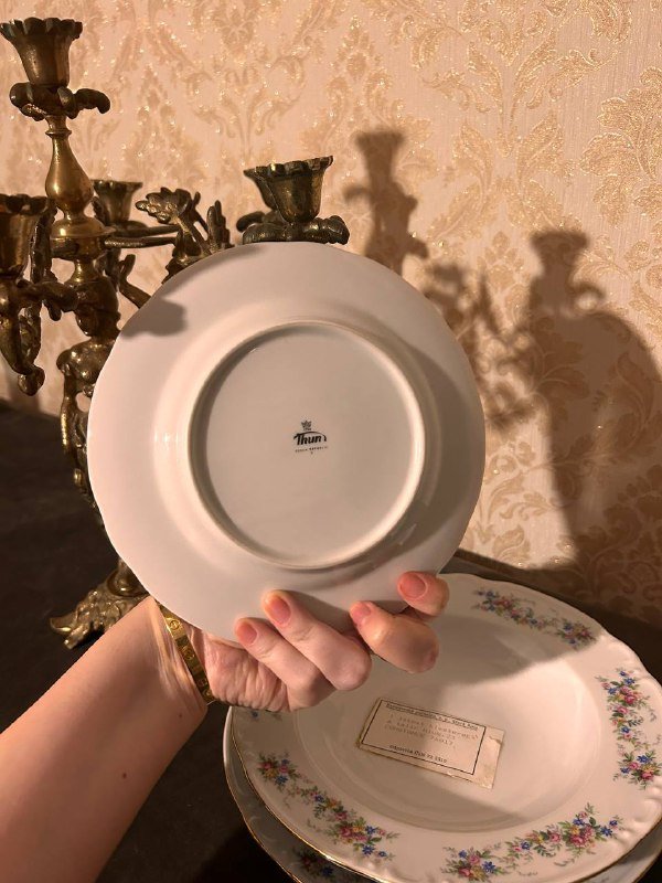 Новый чайный сервиз GDR Inglasur, набор тарелок Constance Thun, люстры Preciosa, хрустальные рюмки 3