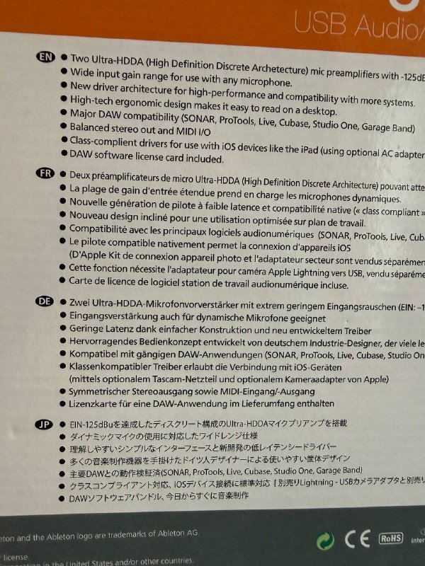 Звуковая карта Tascam us 2x2 7