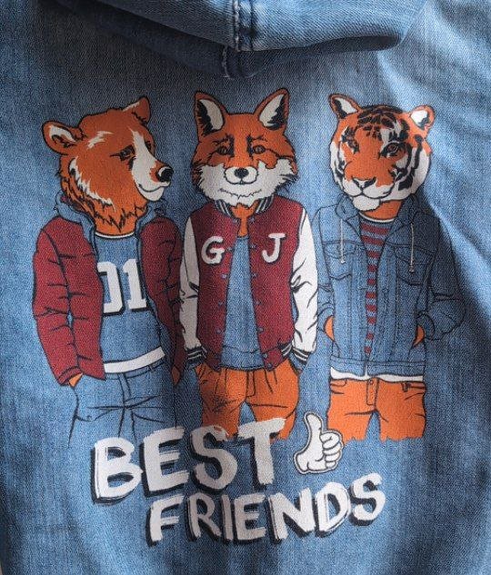 Детская джинсовая куртка с капюшоном на молнии, р 128 3