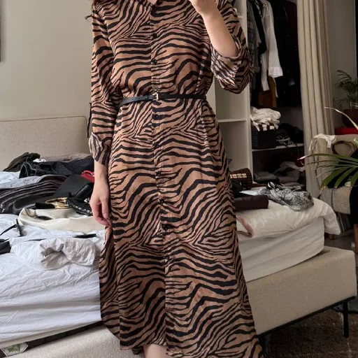 Платье зебра, атласная юбка, джемперы Zarina, платье H&M, блестящее платье