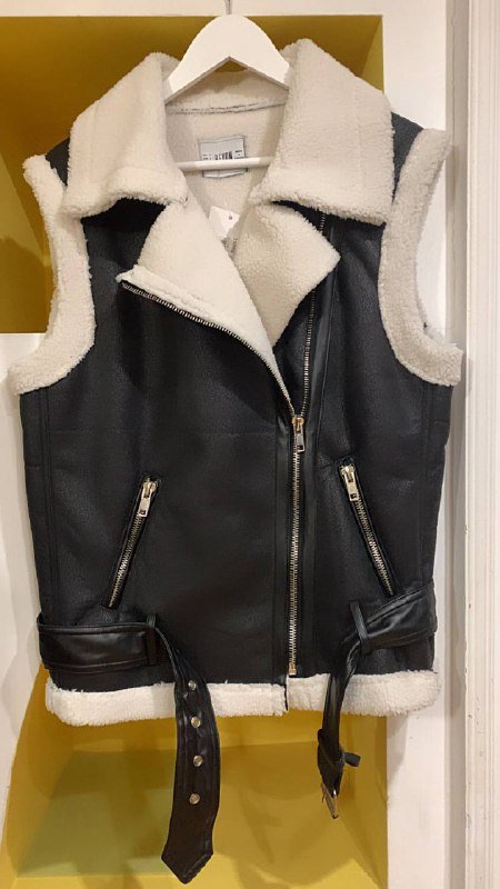 Жилет кожаный с мехом, женский, S,M