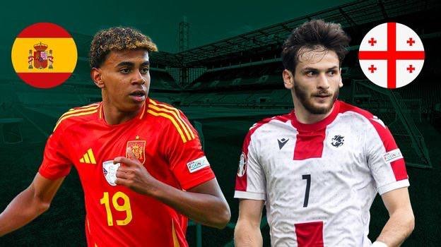 Билет на матч Испания Грузия около флажка