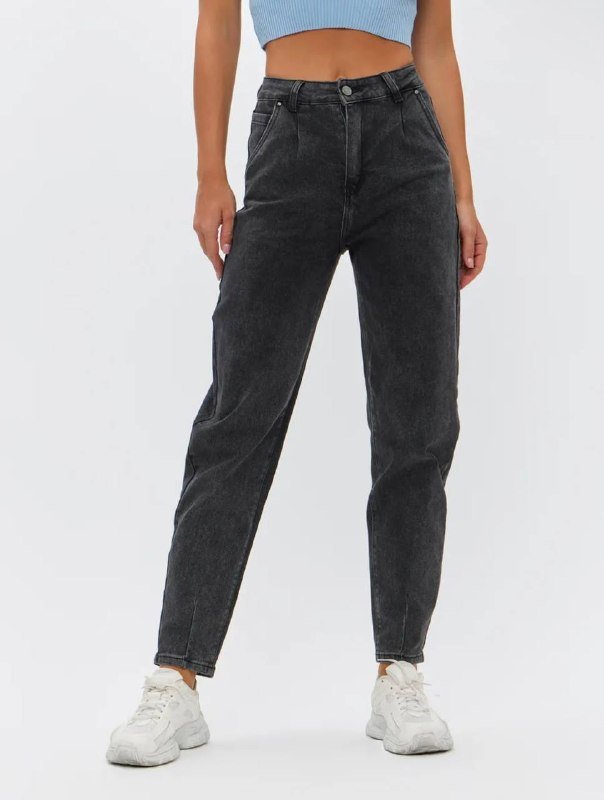 Джинсы бананы mom plus size черные и серые