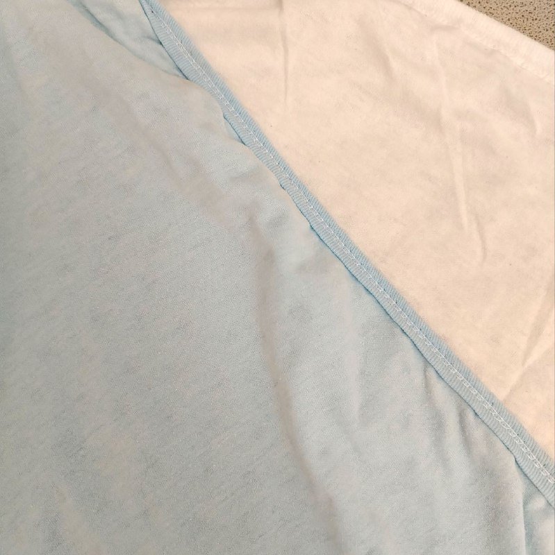 Двусторонний плед плюш хлопок белый и голубой 83x83 2