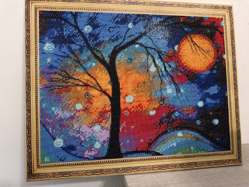 Алмазная картина в рамке