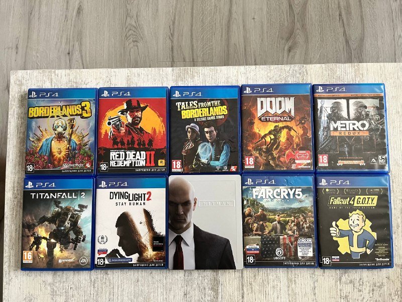 PlayStation PS4 игры Borderlands 3, RDR 2, Tales From the Borderlands, Doom Eternal, Metro Redux, Titanfall 2, Dying Light 2, Hitman, Farcry 5, Fallout 4, Cyberpunk