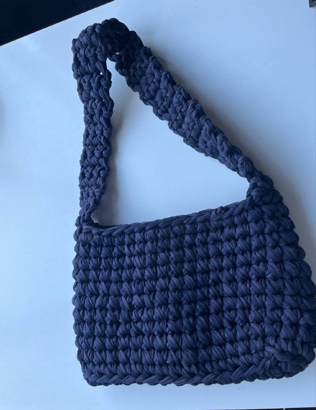 Сумка плетеная вручную из текстиля темно-синий