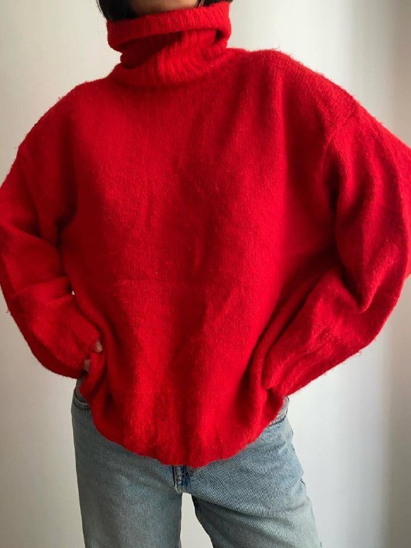 Винтажный свитер оверсайз красный 3