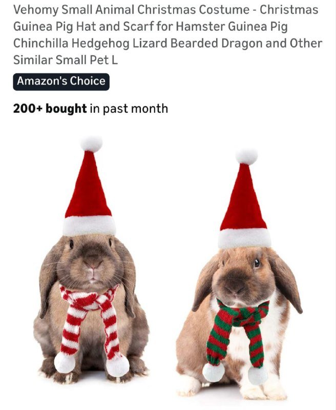 Шапочки Санты и шарфики для кошек и кроликов