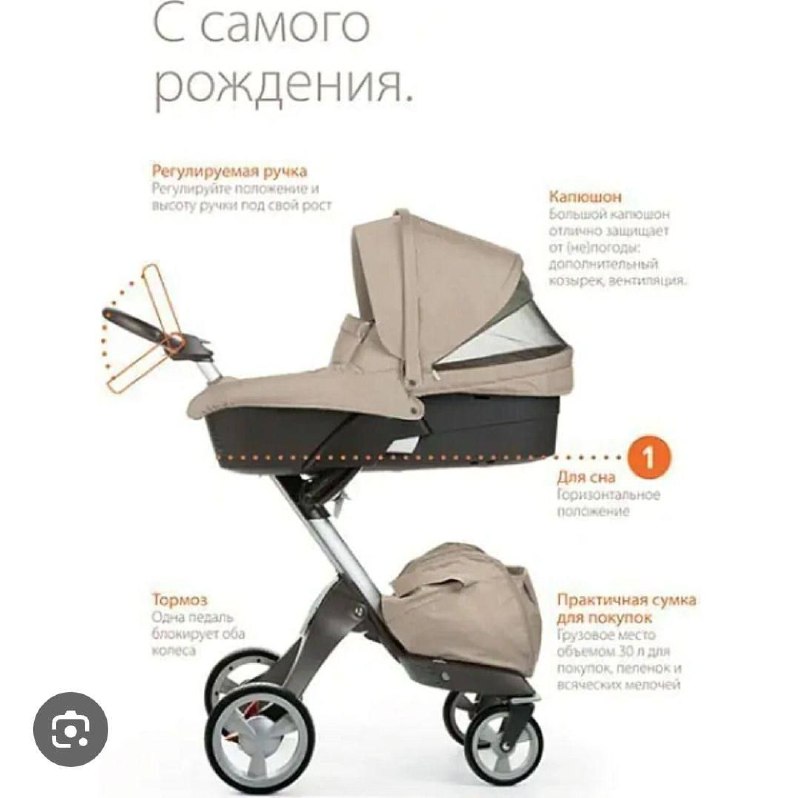 Коляска 2в1 с москитной сеткой, дождевиками, сумочками и зонтиком 8