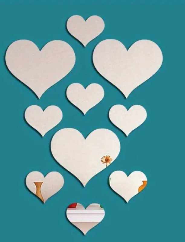 Набор из 10 3D акриловых зеркальных наклеек в форме сердца