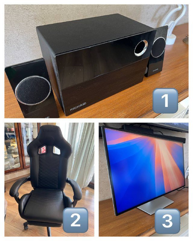 Колонки Microlab M660BT, офисное кресло HALLUM, монитор Dell UltraSharp U2722DE