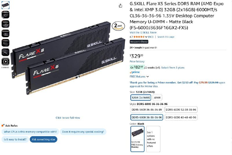 Оперативная память G.SKILL Flare X5 Series DDR5 2x16GB 3