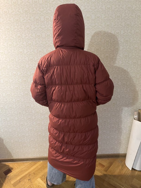 Пальто-пуховик женское с капюшоном Nike бордовое 7