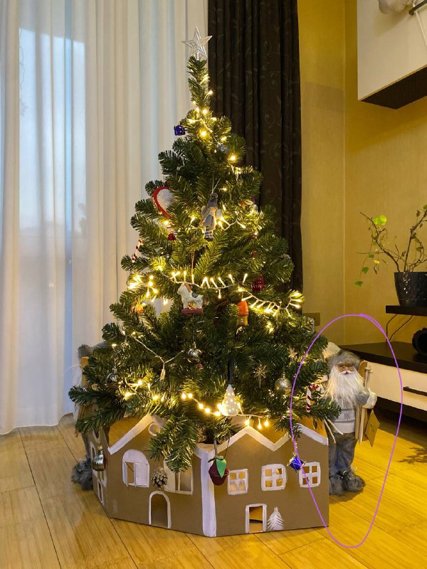 Елка новогодняя, Дед мороз, Набор красных шаров