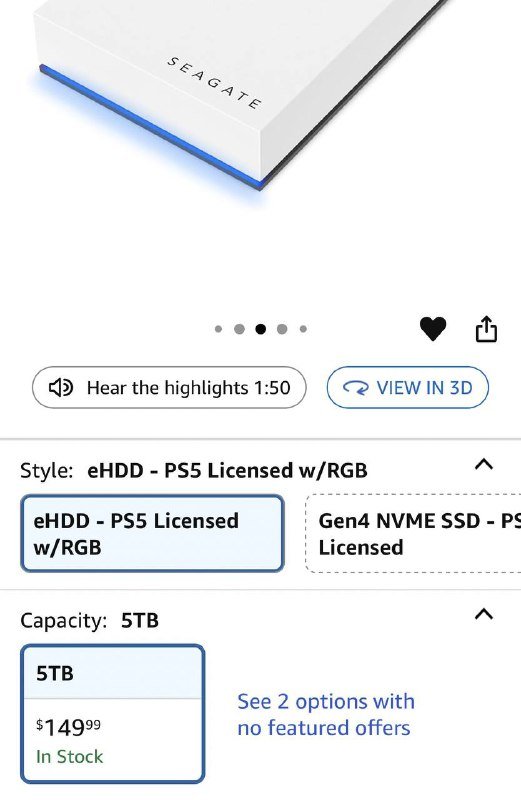 Seagate Game Drive 5 TB External Hard Drive for PlayStation 2