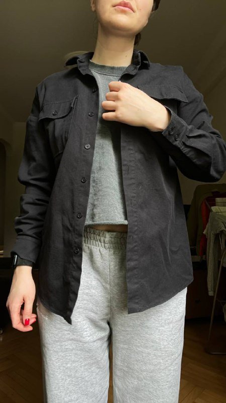 чёрная хлопковая рубашка Paula размер 42 s 3