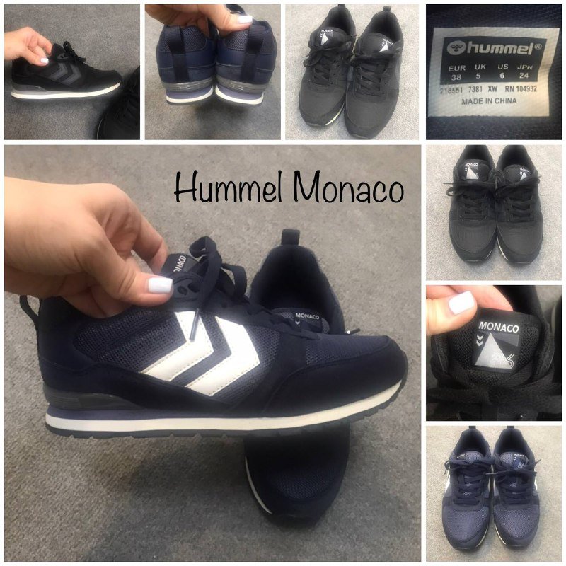 Кроссовки Hummel Monaco синие и чёрные 38 размер
