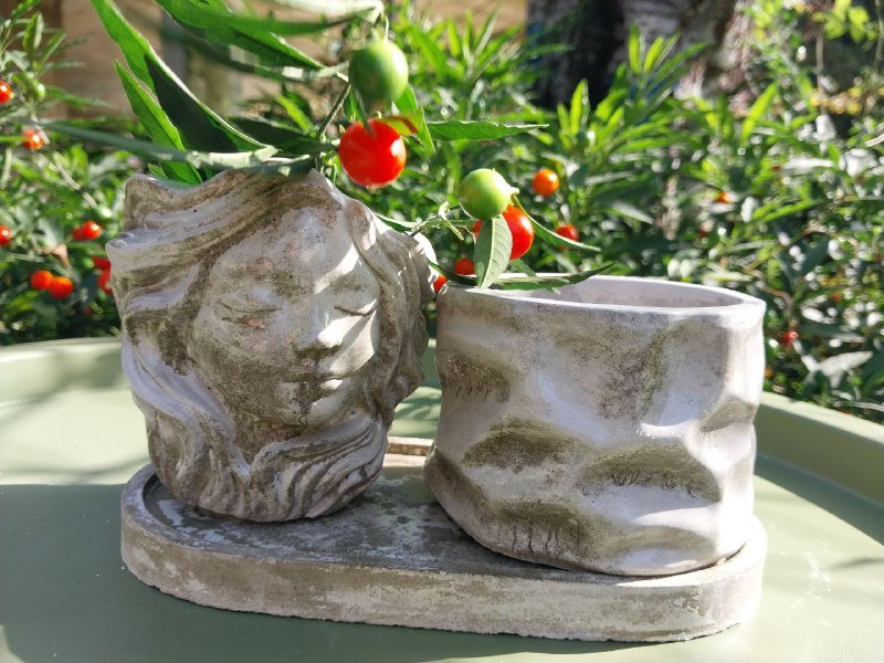 цветочные горшки и подставки из цемента ручной работы 3