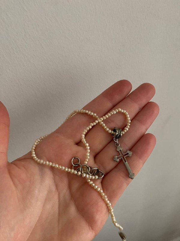 Серебряный крестик, моносерьга крест, колечки, кольцо, жемчуг 9