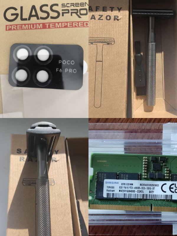 Флаконы для духов, селфи палка, кабель USB, резинка для йоги, оперативная память, защитное стекло, бритва 2