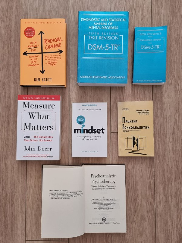 Книги по психологии и бизнесу Radical Candor, DSM-5, Measure What Matters, Mindset, Пациент и психоаналитик, Psychoanalytic Psychotherapy