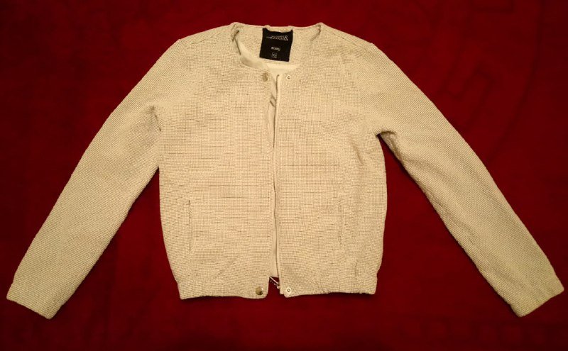 Куртка Sinsay белая в тонкую черную клетку, размер XS