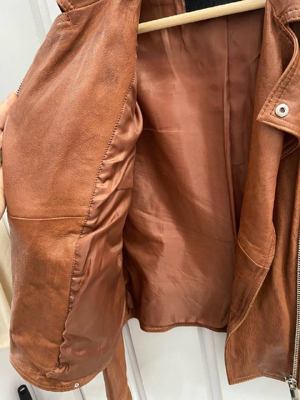 Куртка коричневая из натуральной кожи, размер 44 5