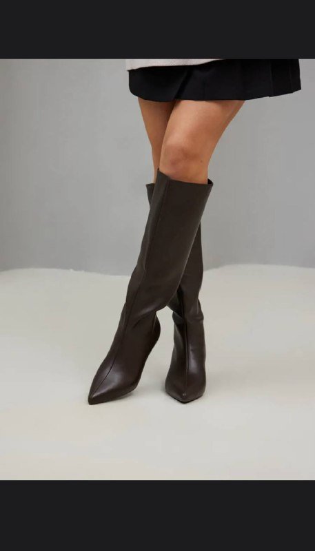 Женские коричневые кожаные высокие сапоги размер 40 4