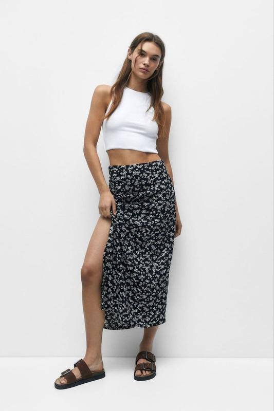 Юбка с разрезом из вискозы размер М 3