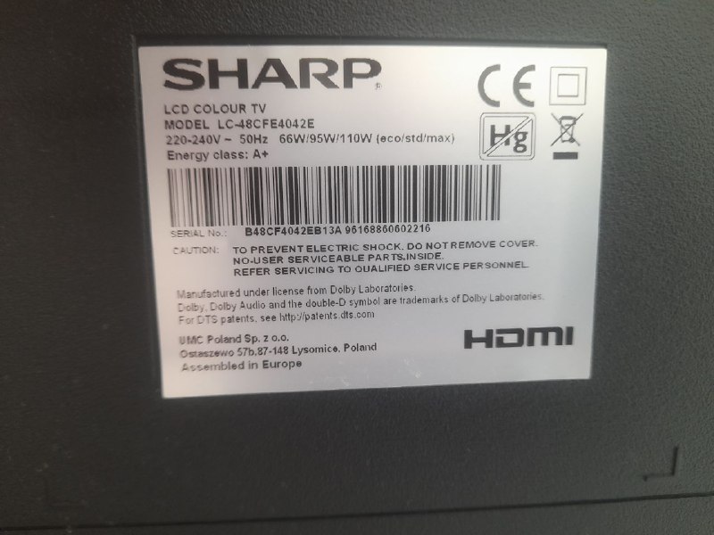 Телевизор SHARP LC-48CFE4042E с повреждённой матрицей 2
