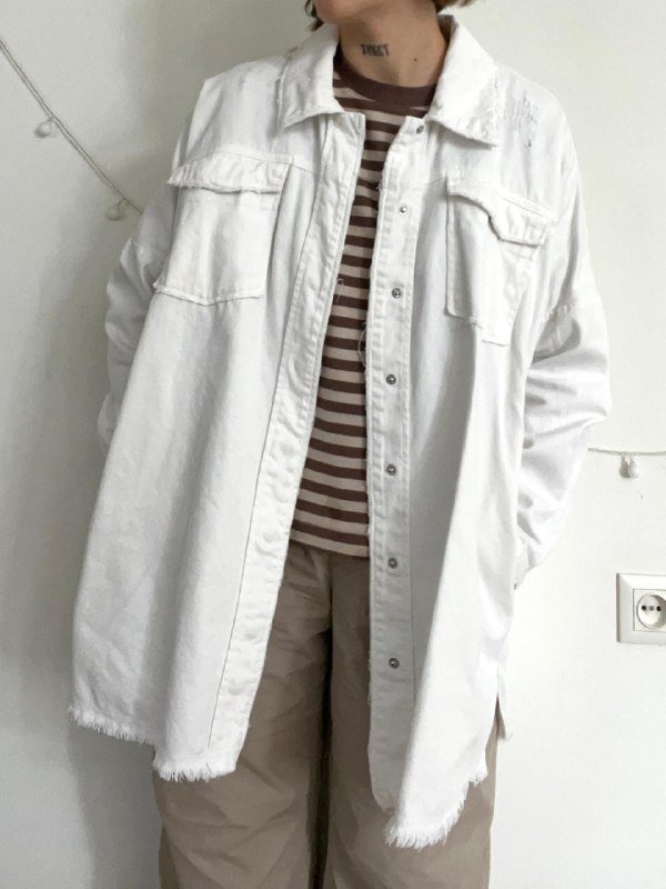 Белая джинсовка Zara мужская оверсайз 5