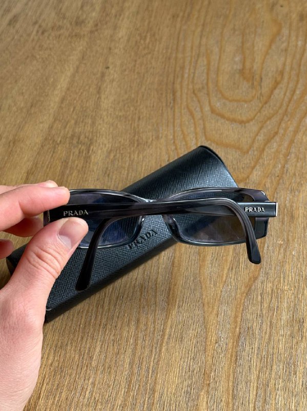 Prada Smoke Gray Wood Grain Blue Eyeglasses 2