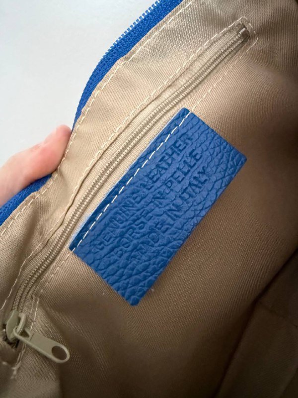 Сумка кожаная новая электрик ярко-синяя 2