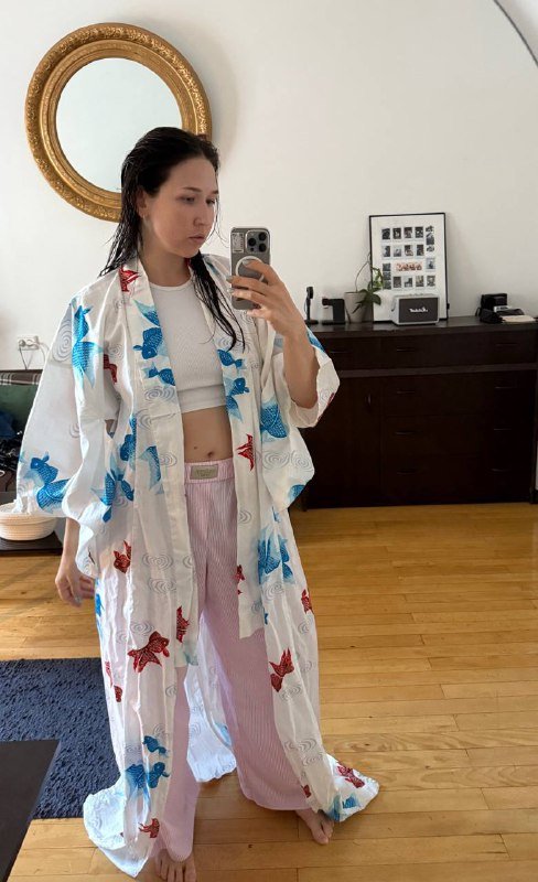 Хлопковое кимоно, плойка, фен, мягкие бигуди