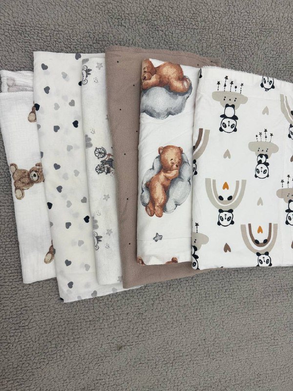 Пеленки непромокайки, байковые, муслиновая, 6 штук