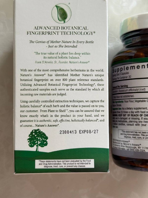 Корень одуванчика Nature's Answer 1260mg 2