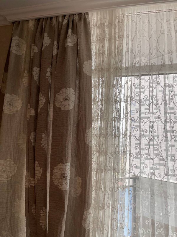 Шторы тюль и плотные с узором и цветами