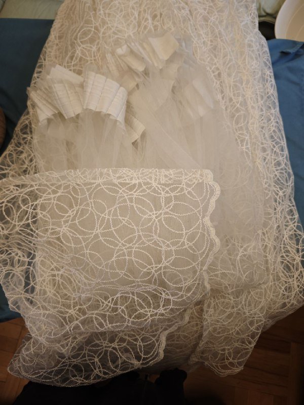 Шторы тюль белые с узором круги, 2 штуки