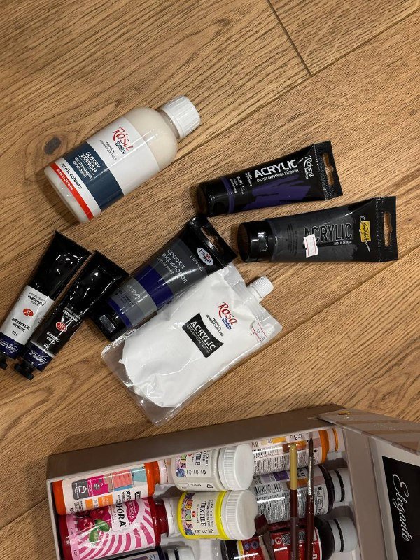 набор для художника: акриловые, масляные, типографская краска, кисти 2