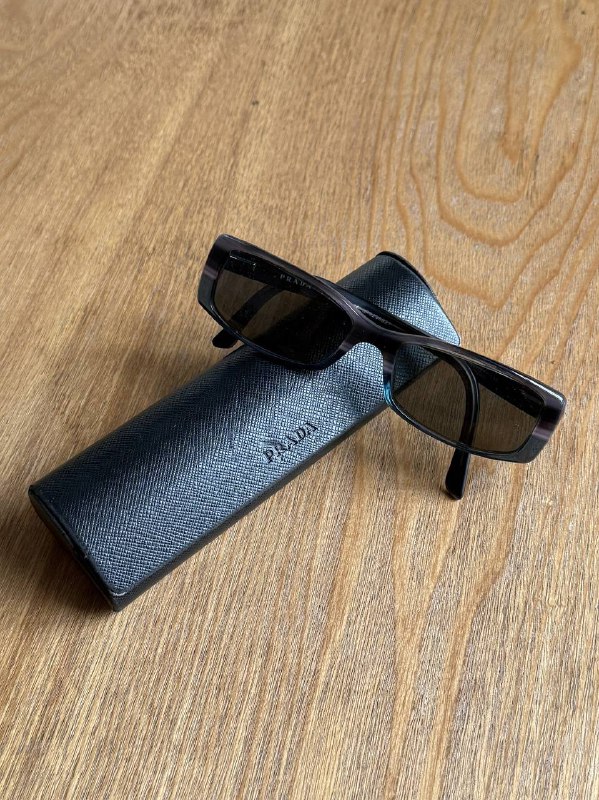 Prada Smoke Gray Wood Grain Blue Eyeglasses