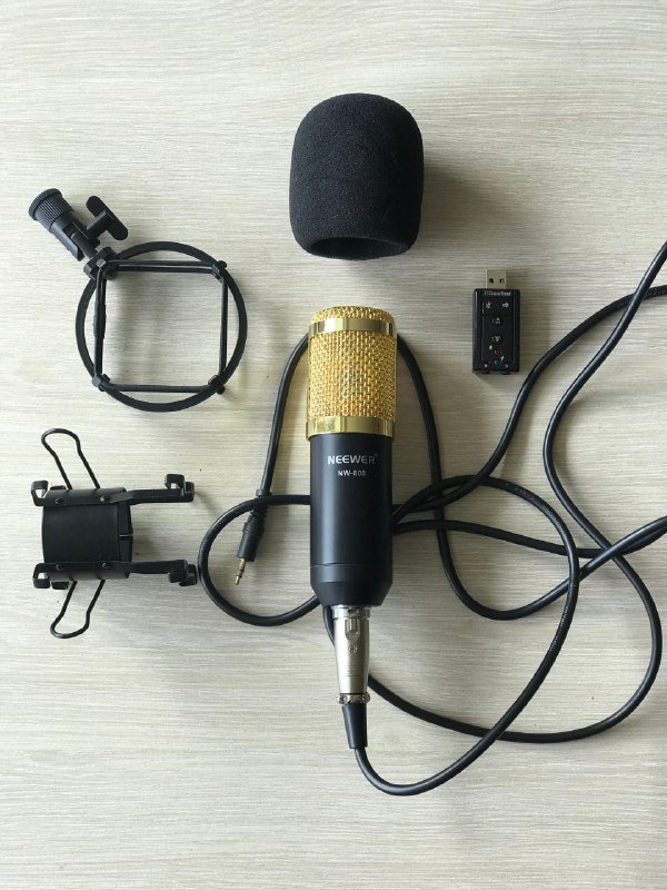 Конденсаторный микрофон Neewer NW-800 и USB-звуковая карта