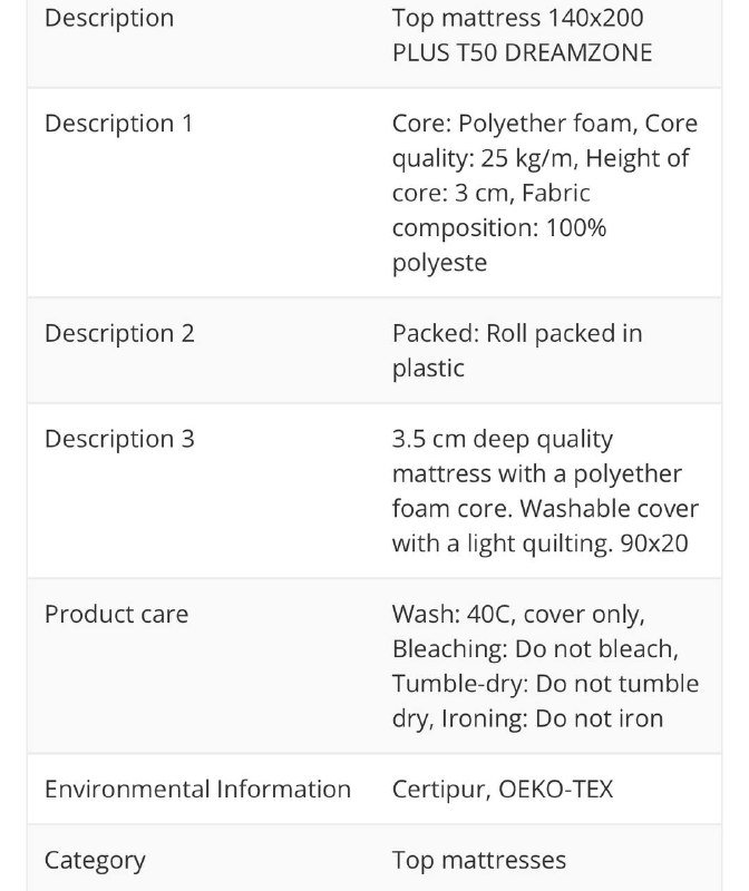 Тонкий матрас топпер 160x200x4 см Jysk Dreamzone Plus T50 3