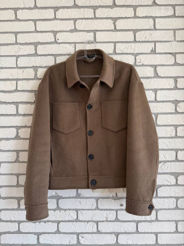 Зимняя куртка Zara, куртка-рубашка Zara, куртка из смесовой шерсти, чёрное пальто Zara 3